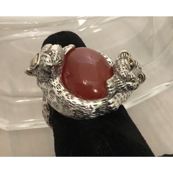 Vintage JOHN HARDY JAI 925/14k Carnelian/Citrine Double LEOPARD RING Sz 7.5 Rare - Picture 7 of 11
